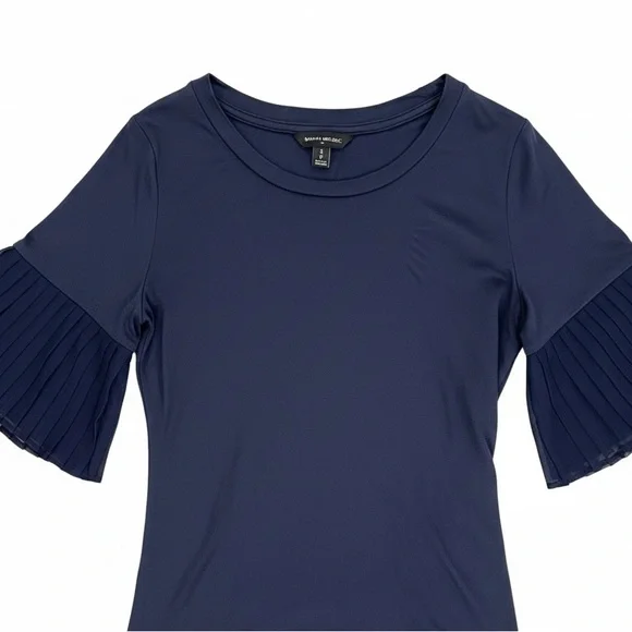 Banana Republic Navy Blouse Top with Pleated Sleeves - Picture 4 of 6